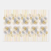 Retro Gold und Silber Weihnachtsschmuck Geschenkpapier Set (Vorderseite)