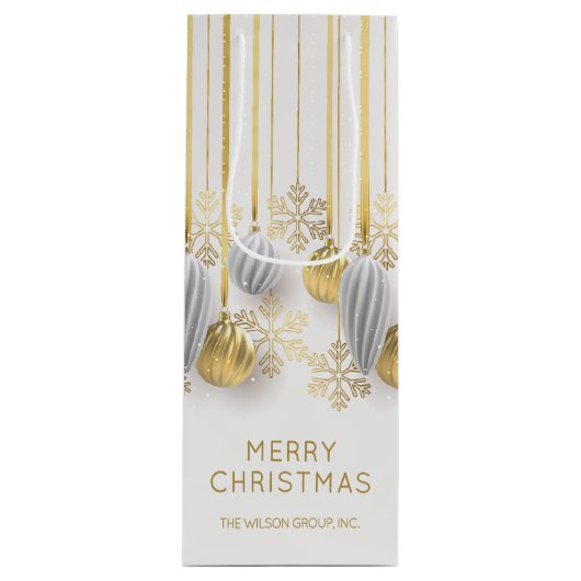 Retro Gold und Silber Weihnachtsschmuck Geschenktüte Für Weinflaschen (Vorderseite)