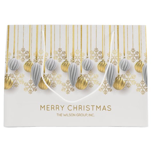 Retro Gold und Silber Weihnachtsschmuck Große Geschenktüte (Vorderseite)