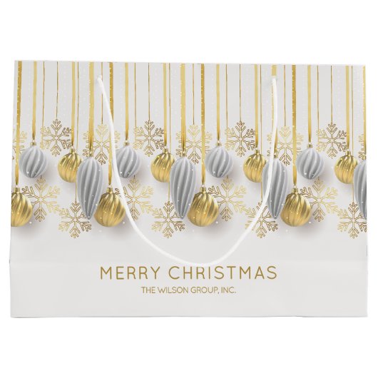 Retro Gold und Silber Weihnachtsschmuck Große Geschenktüte (Rückseite)