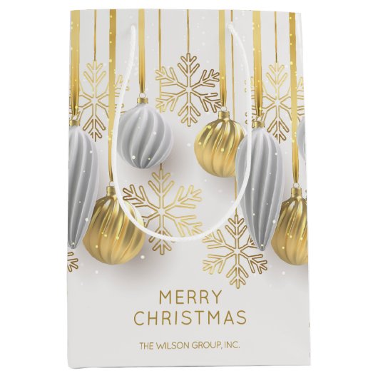 Retro Gold und Silber Weihnachtsschmuck Mittlere Geschenktüte (Vorderseite)