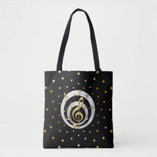 Retro Gold und Silver Effekt Musical Notes Tasche (Vorderseite)