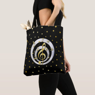 Retro Gold und Silver Effekt Musical Notes Tasche
