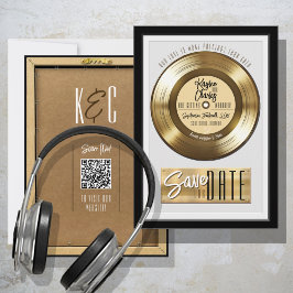 Retro Gold Vinyl Record Plaque Einmalige Hochzeit Save The Date