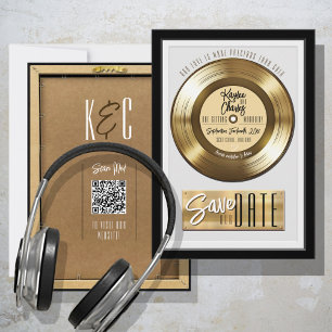 Retro Gold Vinyl Schallplatte Plakette Einzigartig Save The Date