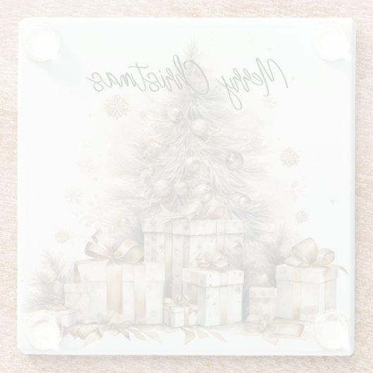 Retro Gold Weihnachtsbaum Glasuntersetzer (Rückseite)