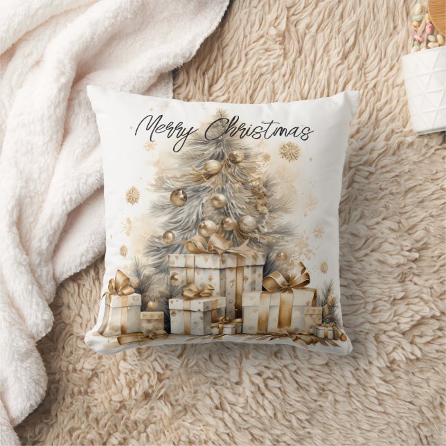 Retro Gold Weihnachtsbaum Kissen (Decke)