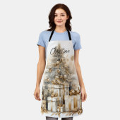 Retro Gold Weihnachtsbaum Name Schürze (Getragen)