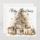Retro Gold Weihnachtsbaum Weihnachtskarte (Vorne/Hinten)
