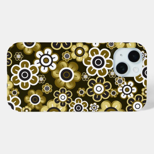 Retro Golden Blooms Blume Power Muster Case-Mate iPhone Hülle (Rückseite (Horizontal))