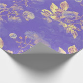 Retro Golden Blume auf Lila Geschenkpapier (Ecke)