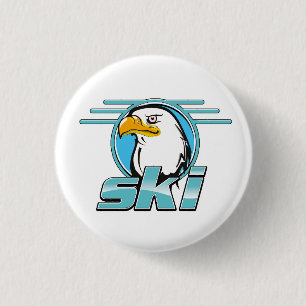 Retro Golden Eagle Ski-Logo Button