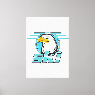 Retro Golden Eagle Ski Logo Leinwanddruck
