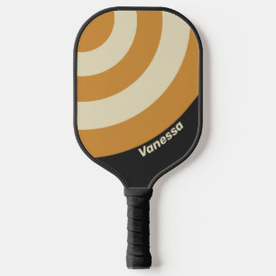 Retro Golden Horizon Kreis Streifen mit Namen Pickleball Schläger