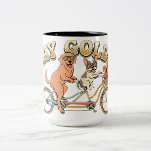 Retro Golden Retriever & Französische Bulldogge Ta Zweifarbige Tasse