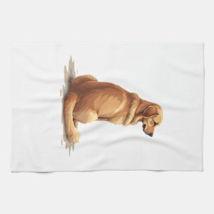Retro Golden Retriever Rückansicht Hunde Liebhaber Geschirrtuch