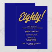 Retro Golden Script 80. Geburtstagsparty Einladung (Vorne/Hinten)