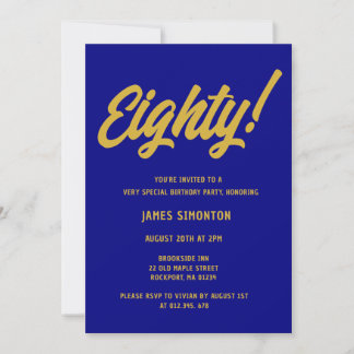 Retro Golden Script 80. Geburtstagsparty Einladung