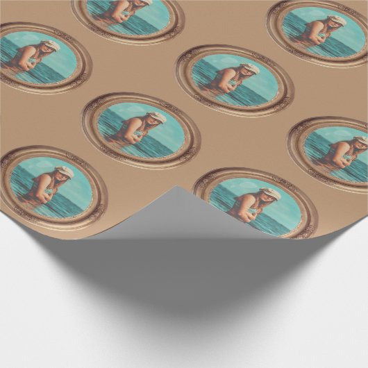 Retro Golden Stylish Portrait Foto Display Geschenkpapier (Ecke)