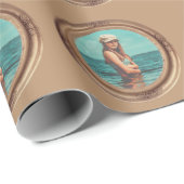 Retro Golden Stylish Portrait Foto Display Geschenkpapier (Rolleneckpunkt)