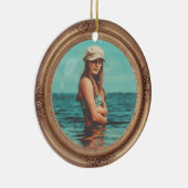 Retro Golden Stylish Portrait Foto Display Keramik Ornament (Rechts)