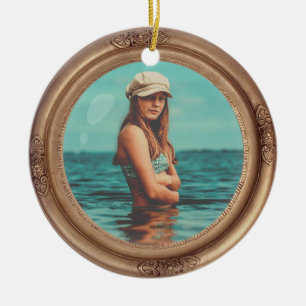 Retro Golden Stylish Portrait Foto Display Keramik Ornament