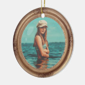 Retro Golden Stylish Portrait Foto Display Keramik Ornament (Links)