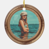 Retro Golden Stylish Portrait Foto Display Keramik Ornament (Hinten)