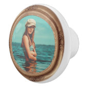 Retro Golden Stylish Portrait Foto Display Keramikknauf (Rechts)