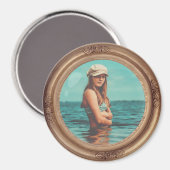 Retro Golden Stylish Portrait Foto Display Magnet (Vorderseite/Rückseite)