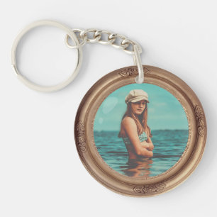 Retro Golden Stylish Portrait Foto Display Schlüsselanhänger