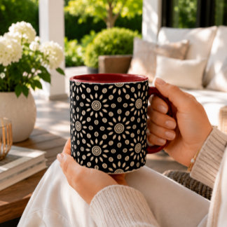 Retro Golden Sun Boho Blumenmuster Tasse