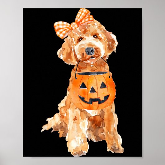 Retro Goldendoodle Kürbis Jack O Lantern Poster (Vorne)