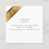 Retro goldener mit Blumenrahmen Quadratische Visitenkarte (Rückseite)