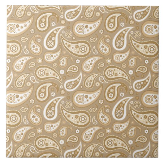 Retro goldenes Paisley-Muster Fliese (Vorderseite)