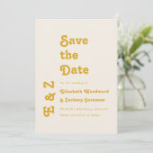 Retro Goldenrod Typografie Save the Date (Stehend Vorderseite)