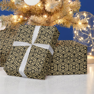 Retro-goldfarbenes sechseckiges geometrisches Must Geschenkpapier