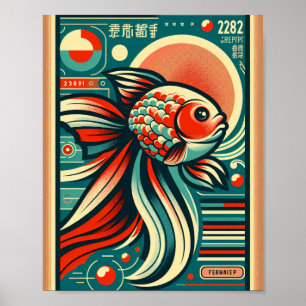 Retro-Goldfisch-Kunstposter Poster