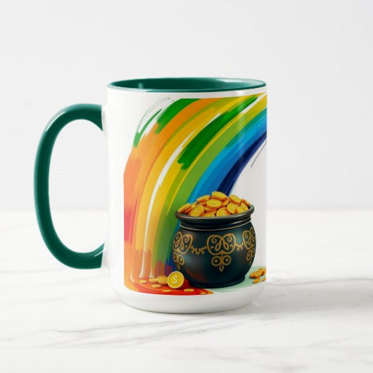 Retro-Goldtopf St. Patricks Glücksmünze Tasse (Links)