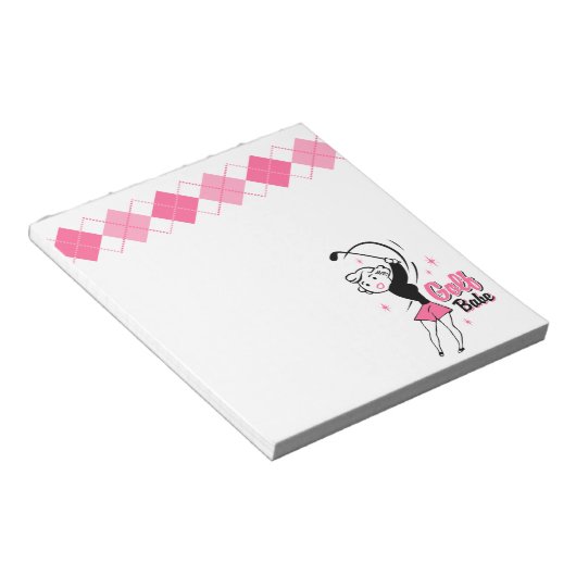 Retro Golf Babe Notepad Notizblock (angewinkelt)