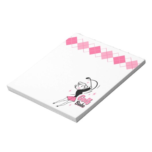 Retro Golf Babe Notepad Notizblock (Rotiert)