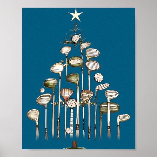 Retro Golf Club Christmas Tree Golfing Xmas Golfer Poster (Vorne)