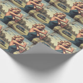 Retro Golf Girl Geschenkpapier (Ecke)