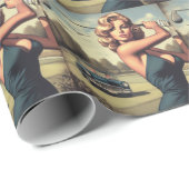 Retro Golf Girl Geschenkpapier (Rolleneckpunkt)