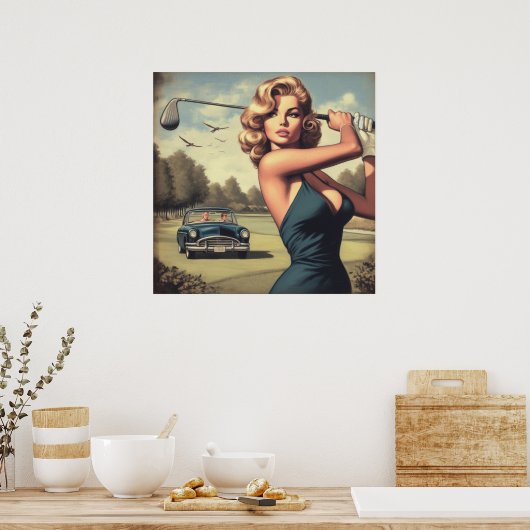 Retro Golf Girl Poster (Küche)