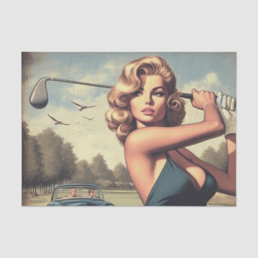 Retro Golf Girl Seidenpapier (Vorderseite)