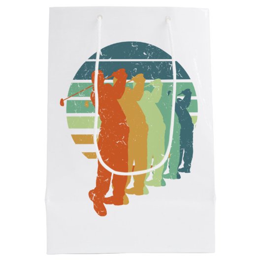 Retro Golf Player, Golfer, Golfsport Fan Geschenk Mittlere Geschenktüte (Rückseite)