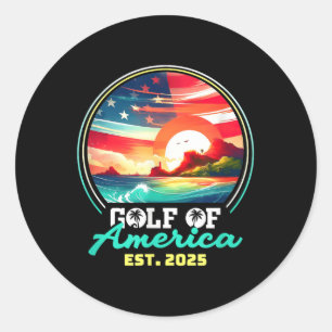 Retro Golf Von USA Amerika 2025 Amerikanische Flag Runder Aufkleber