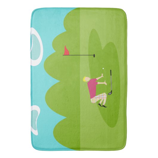 Retro Golfer Bath Mat Badematte (Vorderseite Vertikal)
