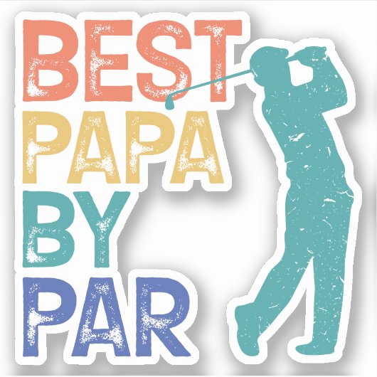 Retro Golfer - Beste Papa Par Aufkleber (Vorderseite)